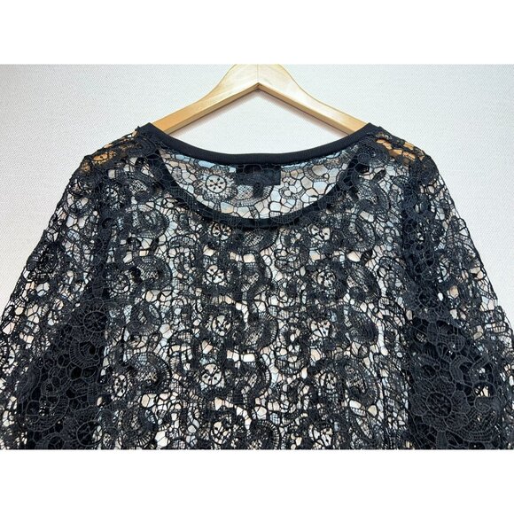 Lane Bryant Women's Crochet Lace Casual Top Long Sleeve Stretch Size 14/16 Black - Picture 10 of 12